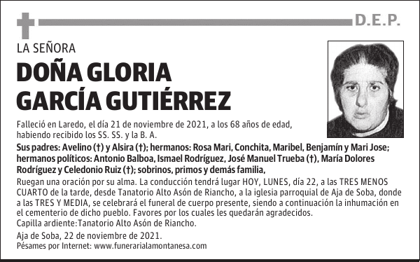 DOÑA GLORIA GARCÍA GUTIÉRREZ