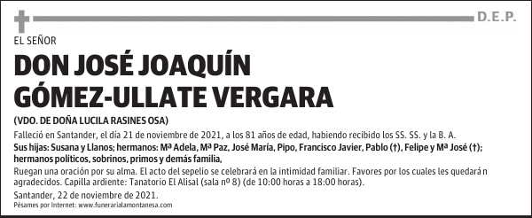DON JOSÉ JOAQUÍN GÓMEZ-ULLATE VERGARA