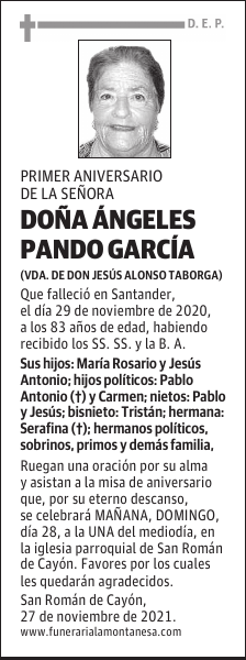 DOÑA ÁNGELES PANDO GARCÍA