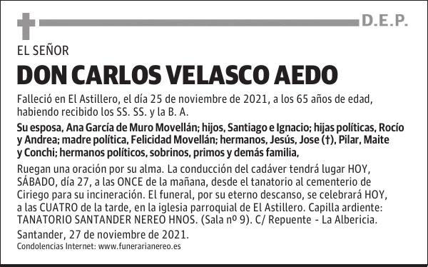 DON CARLOS VELASCO AEDO