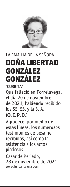 DOÑA LIBERTAD GONZÁLEZ GONZÁLEZ