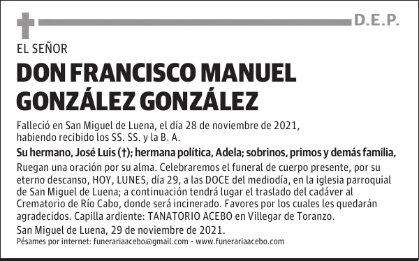 DON FRANCISCO MANUEL GONZÁLEZ GONZÁLEZ
