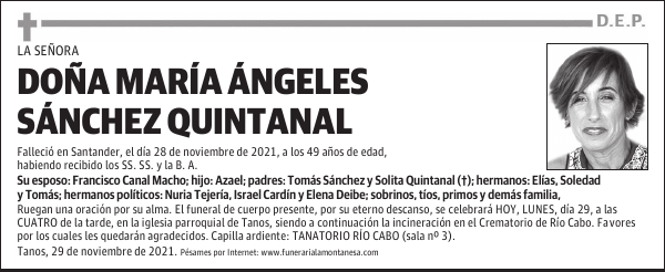 DOÑA MARÍA ÁNGELES SÁNCHEZ QUINTANAL