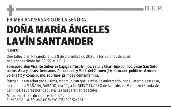 DOÑA MARÍA ÁNGELES LAVÍN SANTANDER