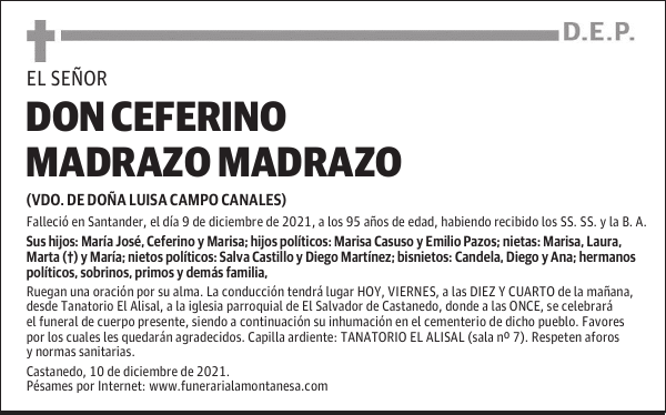 DON CEFERINO MADRAZO MADRAZO