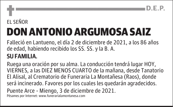 DON ANTONIO ARGUMOSA SAIZ