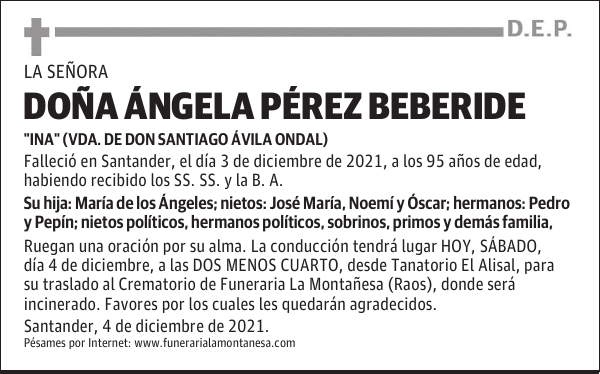 DOÑA ÁNGELA PÉREZ BEBERIDE