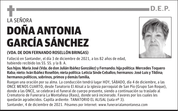 DOÑA ANTONIA GARCÍA SÁNCHEZ