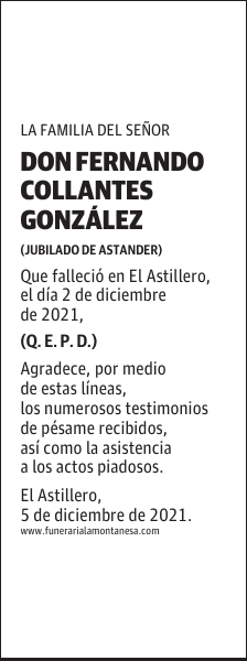 DON FERNANDO COLLANTES GONZÁLEZ