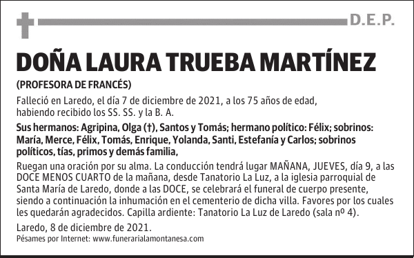 DOÑA LAURA TRUEBA MARTÍNEZ