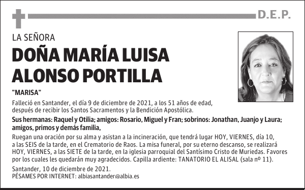 DOÑA MARÍA LUISA ALONSO PORTILLA