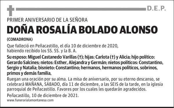 DOÑA ROSALÍA BOLADO ALONSO