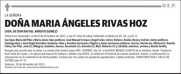 DOÑA MARIA ÁNGELES RIVAS HOZ