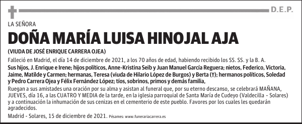 DOÑA MARÍA LUISA HINOJAL AJA