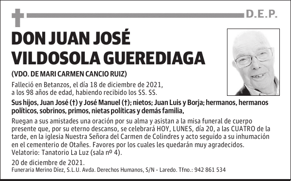 DON JUAN JOSÉ VILDOSOLA GUEREDIAGA