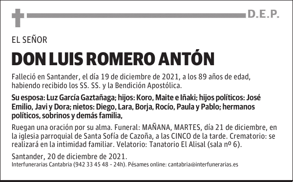 DON LUIS ROMERO ANTÓN