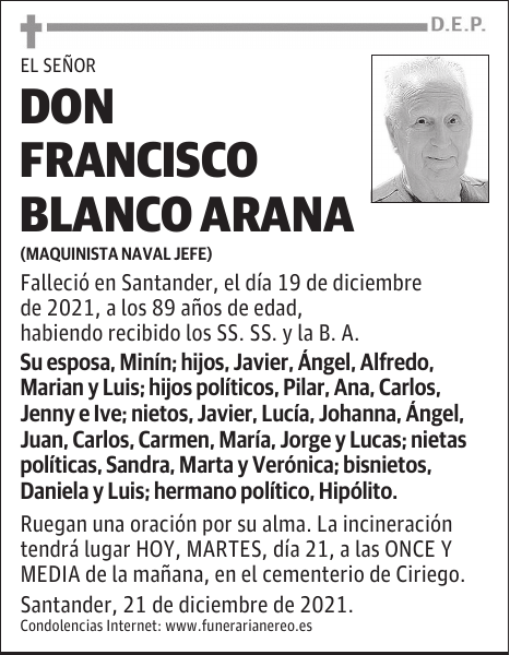 DON FRANCISCO BLANCO ARANA