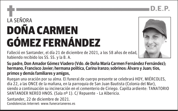 DOÑA CARMEN GÓMEZ FERNÁNDEZ