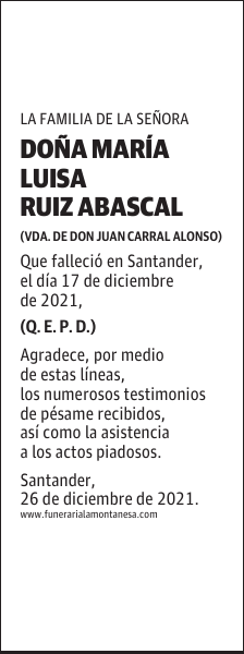 DOÑA MARÍA LUISA RUIZ ABASCAL