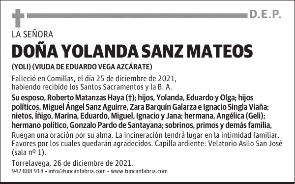 DOÑA YOLANDA SANZ MATEOS
