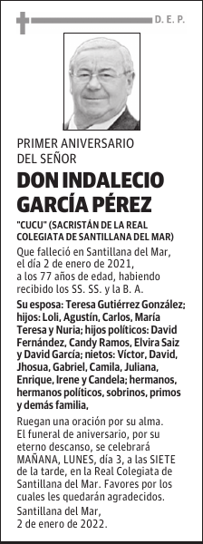 DON INDALECIO GARCÍA PÉREZ