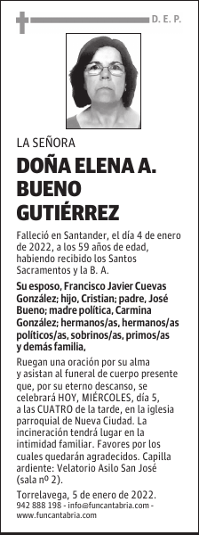 DOÑA ELENA A. BUENO GUTIÉRREZ