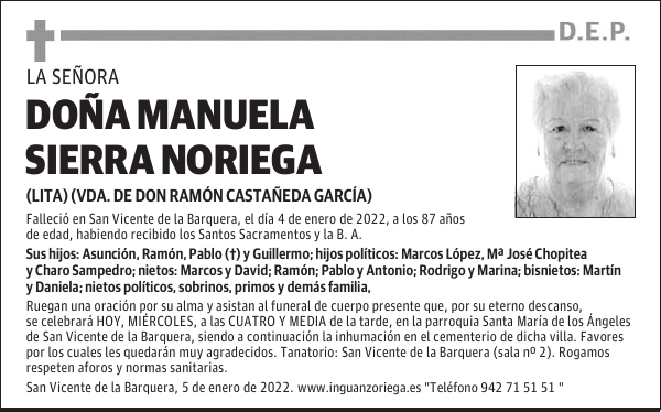 DOÑA MANUELA SIERRA NORIEGA