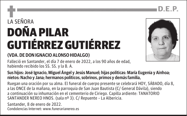 DOÑA PILAR GUTIÉRREZ GUTIÉRREZ