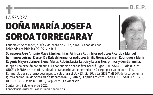 DOÑA MARÍA JOSEFA SOROA TORREGARAY
