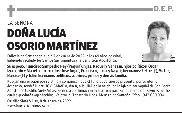 DOÑA LUCÍA OSORIO MARTÍNEZ