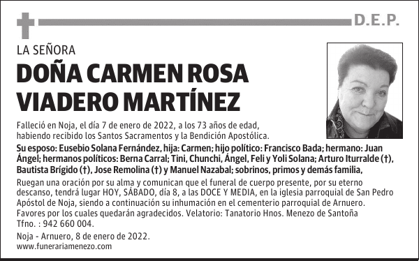 DOÑA CARMEN ROSA VIADERO MARTÍNEZ