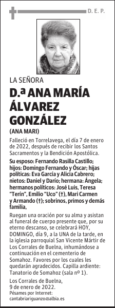 DOÑA ANA MARÍA ÁLVAREZ GONZÁLEZ