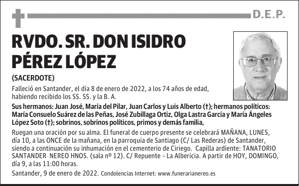 RVDO. SR. DON ISIDRO PÉREZ LÓPEZ