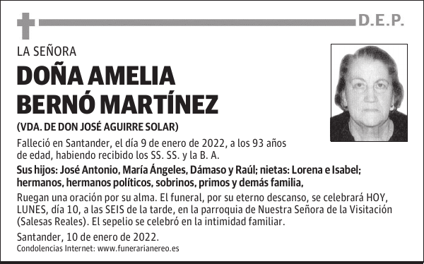 DOÑA AMELIA BERNÓ MARTÍNEZ