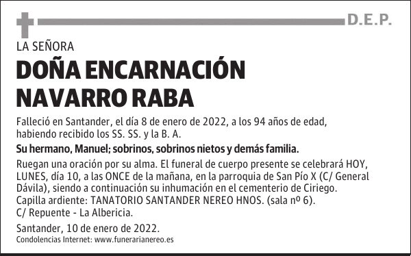 DOÑA ENCARNACIÓN NAVARRO RABA