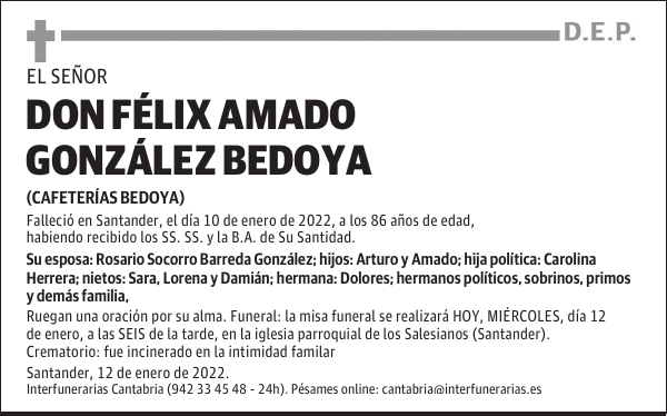 DON FÉLIX AMADO GONZÁLEZ BEDOYA