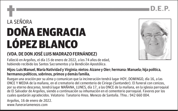 DOÑA ENGRACIA LÓPEZ BLANCO
