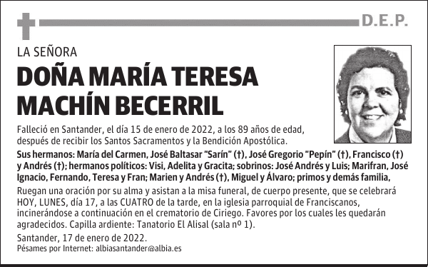 DOÑA MARÍA TERESA MACHÍN BECERRIL