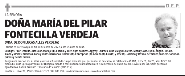 DOÑA MARÍA DEL PILAR FONTECILLA VERDEJA