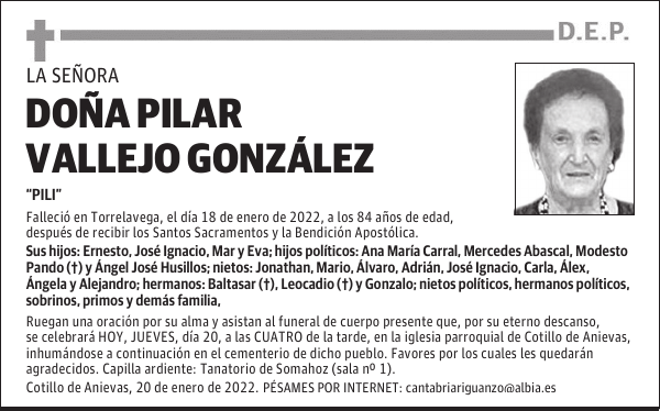 DOÑA PILAR VALLEJO GONZÁLEZ