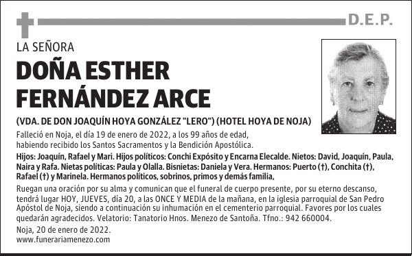 DOÑA ESTHER FERNÁNDEZ ARCE