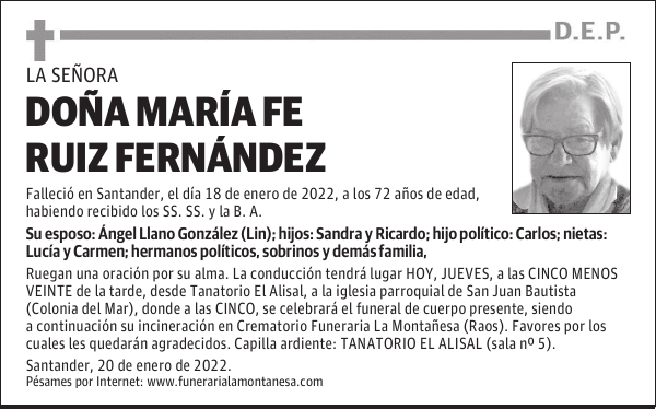 DOÑA MARÍA FE RUIZ FERNÁNDEZ