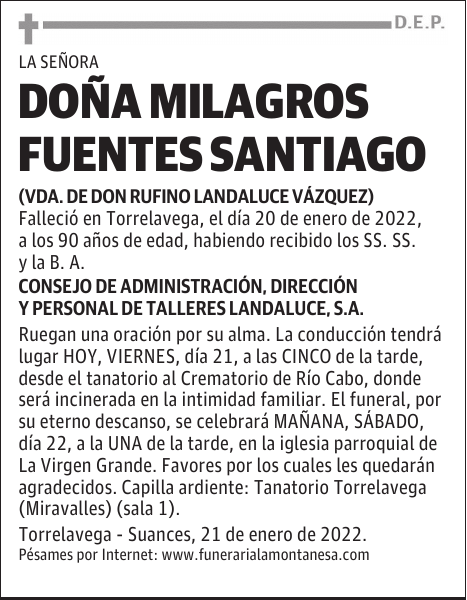 DOÑA MILAGROS FUENTES SANTIAGO
