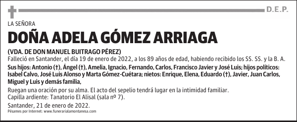 DOÑA ADELA GÓMEZ ARRIAGA