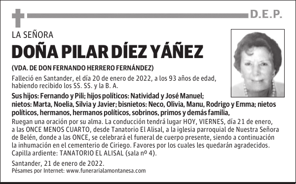 DOÑA PILAR DÍEZ YÁÑEZ