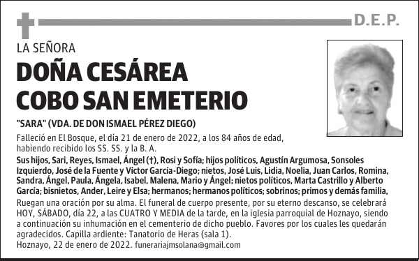DOÑA CESÁREA COBO SAN EMETERIO