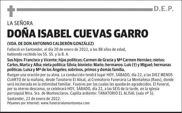 DOÑA ISABEL CUEVAS GARRO