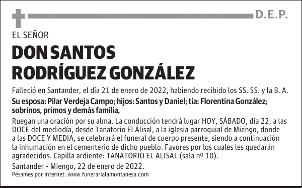 DON SANTOS RODRÍGUEZ GONZÁLEZ