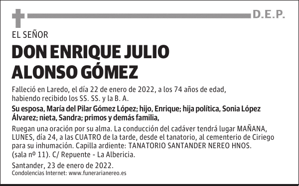 DON ENRIQUE JULIO ALONSO GÓMEZ