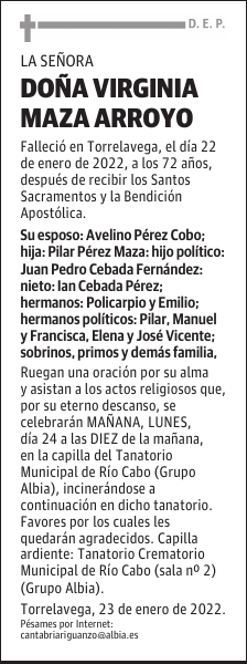 DOÑA VIRGINIA MAZA ARROYO